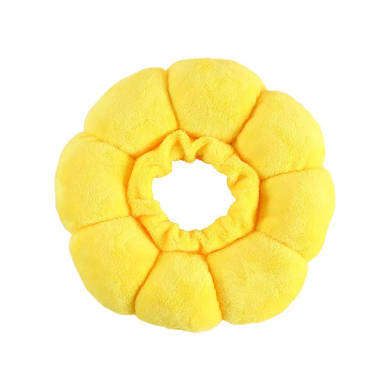 Colar elizabetano em formato de flor girassol para gatos, material acolchoado